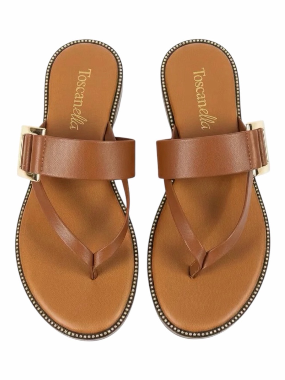 Toscanella MADE IN ITALY Brown Sandals with Gold Buckle Detail. Size 7.5.